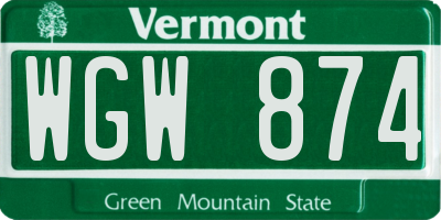 VT license plate WGW874