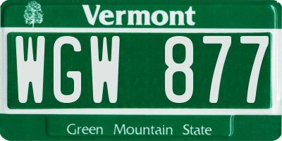 VT license plate WGW877
