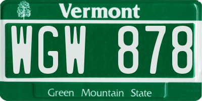 VT license plate WGW878
