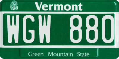 VT license plate WGW880