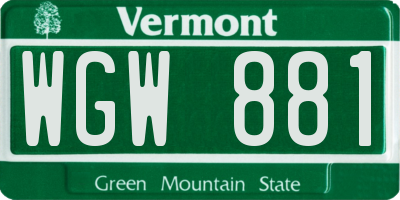 VT license plate WGW881