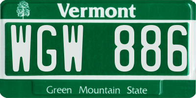 VT license plate WGW886