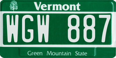 VT license plate WGW887