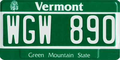 VT license plate WGW890