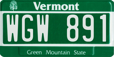 VT license plate WGW891