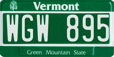 VT license plate WGW895