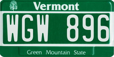 VT license plate WGW896