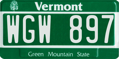 VT license plate WGW897