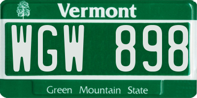 VT license plate WGW898