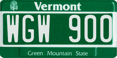 VT license plate WGW900