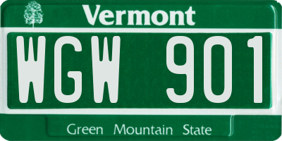 VT license plate WGW901
