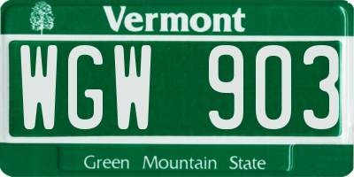 VT license plate WGW903