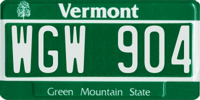 VT license plate WGW904