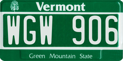 VT license plate WGW906