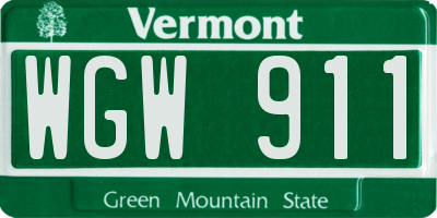 VT license plate WGW911