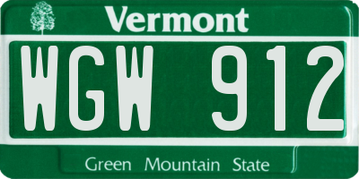 VT license plate WGW912