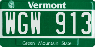 VT license plate WGW913