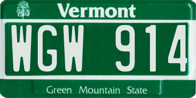 VT license plate WGW914