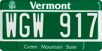 VT license plate WGW917