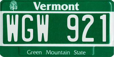 VT license plate WGW921