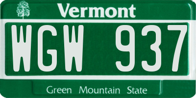 VT license plate WGW937