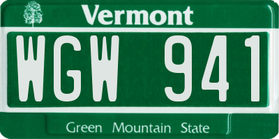 VT license plate WGW941