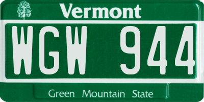 VT license plate WGW944