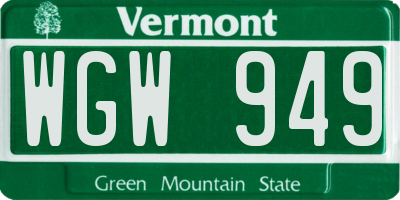 VT license plate WGW949