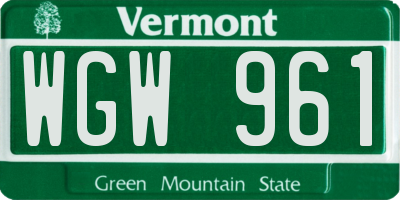 VT license plate WGW961