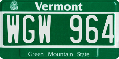 VT license plate WGW964