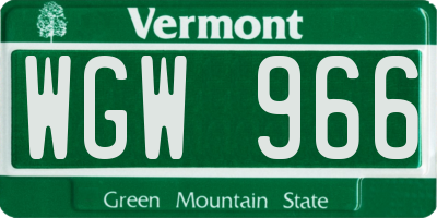 VT license plate WGW966
