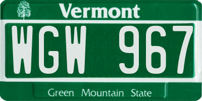 VT license plate WGW967