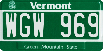 VT license plate WGW969