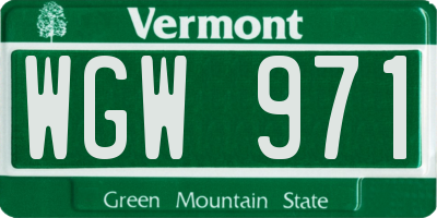 VT license plate WGW971