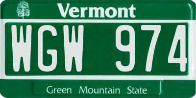 VT license plate WGW974