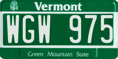 VT license plate WGW975