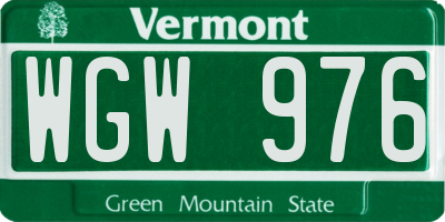 VT license plate WGW976