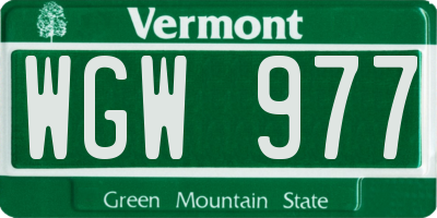 VT license plate WGW977