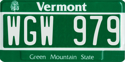 VT license plate WGW979