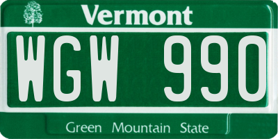 VT license plate WGW990