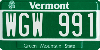 VT license plate WGW991