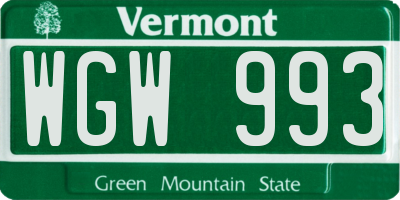 VT license plate WGW993