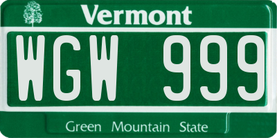 VT license plate WGW999