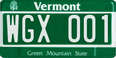 VT license plate WGX001