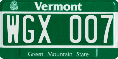 VT license plate WGX007