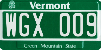 VT license plate WGX009