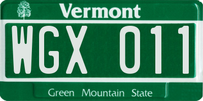 VT license plate WGX011