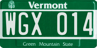 VT license plate WGX014