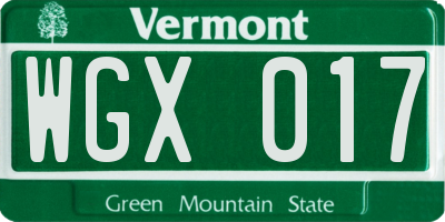 VT license plate WGX017