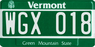 VT license plate WGX018